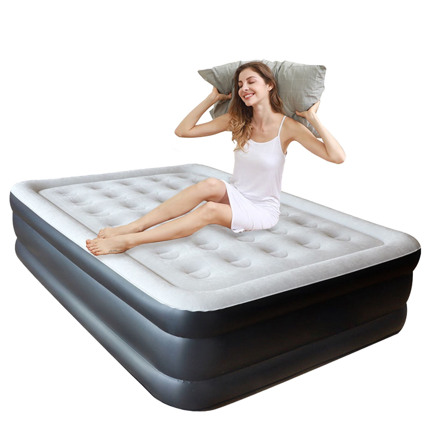 Queen Size Comfort Air Bed Mattress 18" with Built-In Electric Pump Raised Guest 