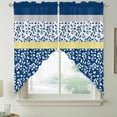thumbnail image 5 of Blue Yellow Kitchen Window Curtains, Swag Curtains Valance for Bedroom Living Room Bathroom, Botanical Floral Motifs Wildflower Striped Rod Pocket Window Curtain Block Drapes 2 Panels 36"x45", 5 of 6