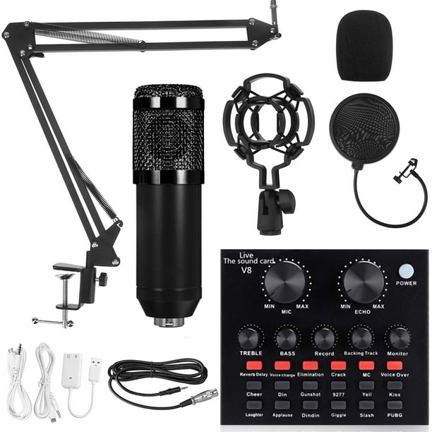 Condenser Microphone Bundle, BM800 Microphone Kit with Live Sound Card