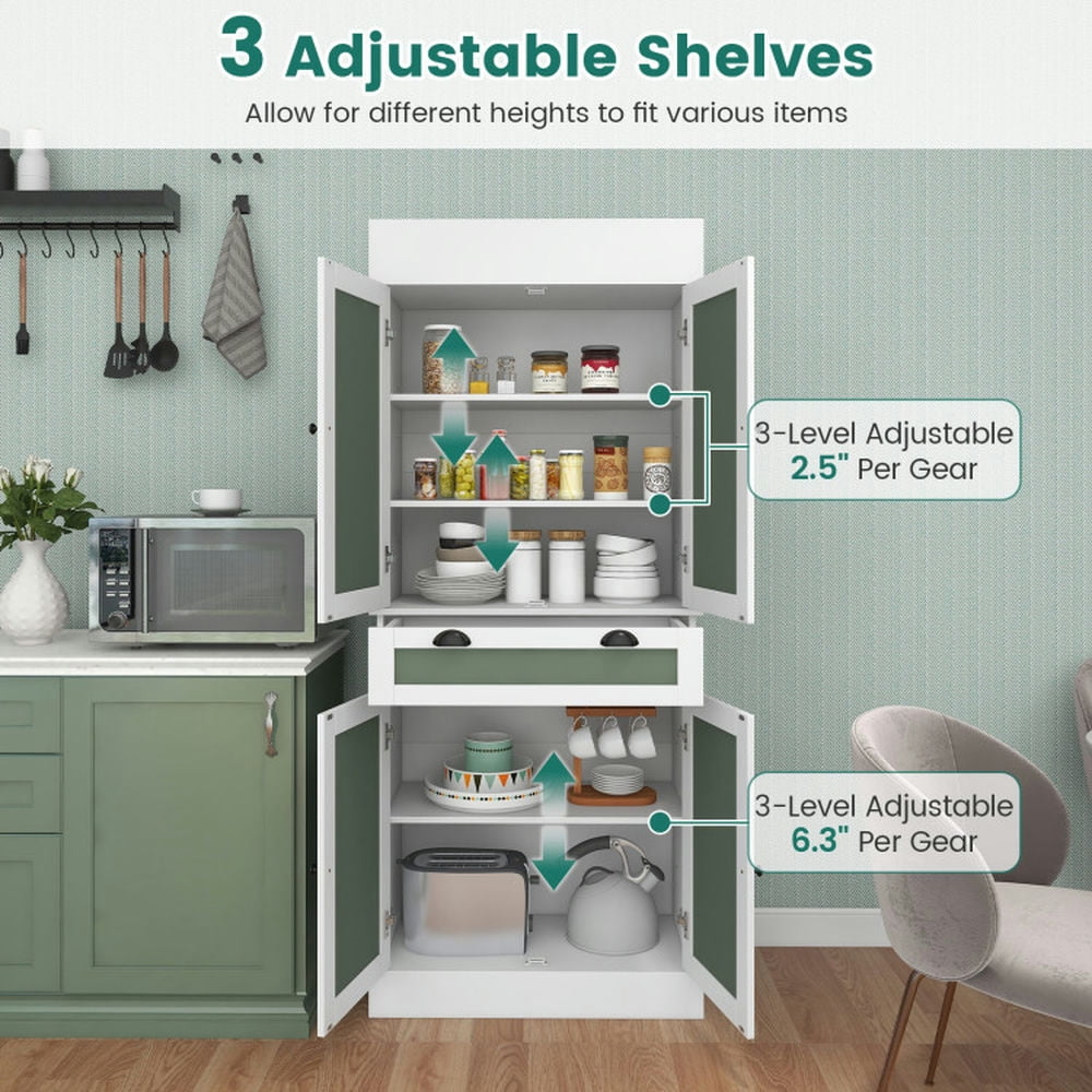 Finihen Kitchen Storage Cabinet, Buffet Sideboard, Kitchen Pantry Cabinet with 2-Door Sideboards and Adjustable Shelves, for Dining Room, Kitchen, Living Room, White Finihen Kitchen Storage Cabinet, Buffet Sideboard, Kitchen Pantry Cabinet with 2-Door Sideboards and Adjustable Shelves, for Dining Room, Kitchen, Living Room, White