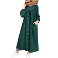 thumbnail image 4 of Vestido camisero Mujer Manga larga Bolsillo con botones Vestido de color sólido, Verde, 4XL Inevent AP001453-23B, 4 of 7