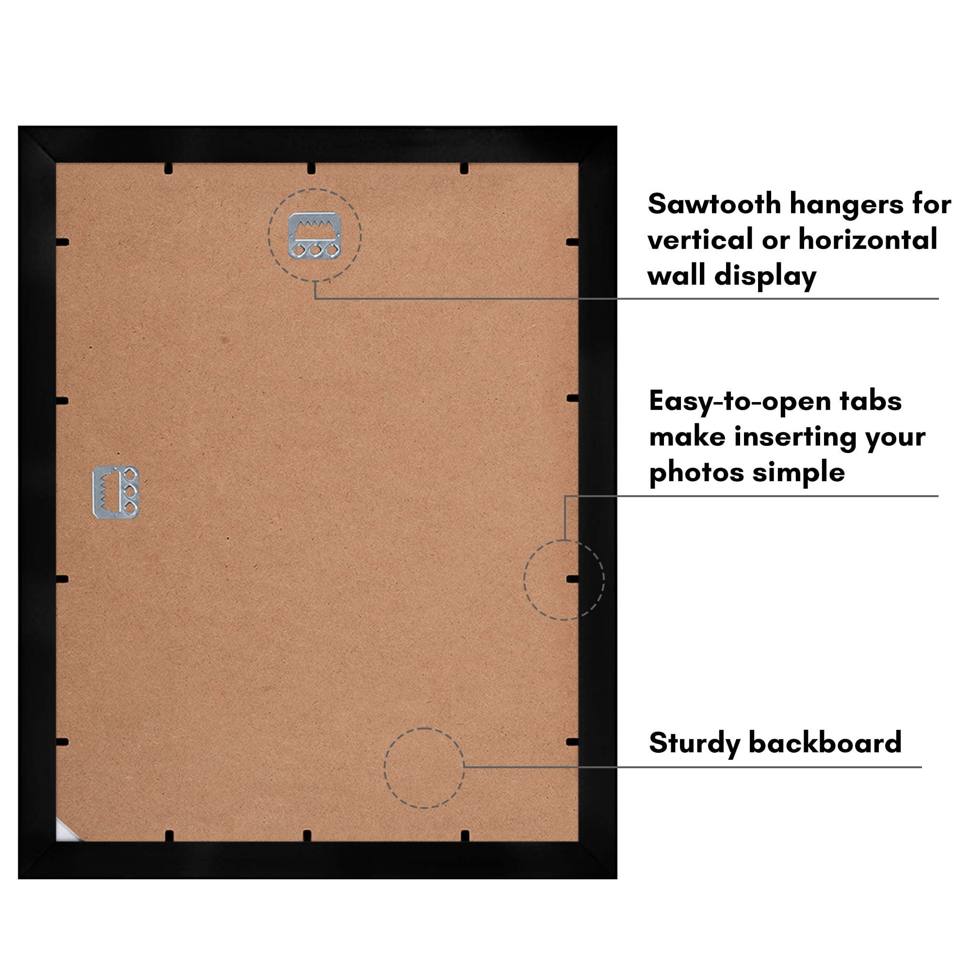 Americanflat 11x14 Picture Frame with Shatter-Resistant Glass with 5x7 Mat Display Photo Signature - Black