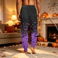 thumbnail image 7 of Men's Halloween Bat Pajama Pants with Pockets & Drawstring - Cuffed Jogger Sleep Bottoms for Men, Elastic Waist Soft Lightweight Lounge Homewear Purple 2XL, 7 of 7