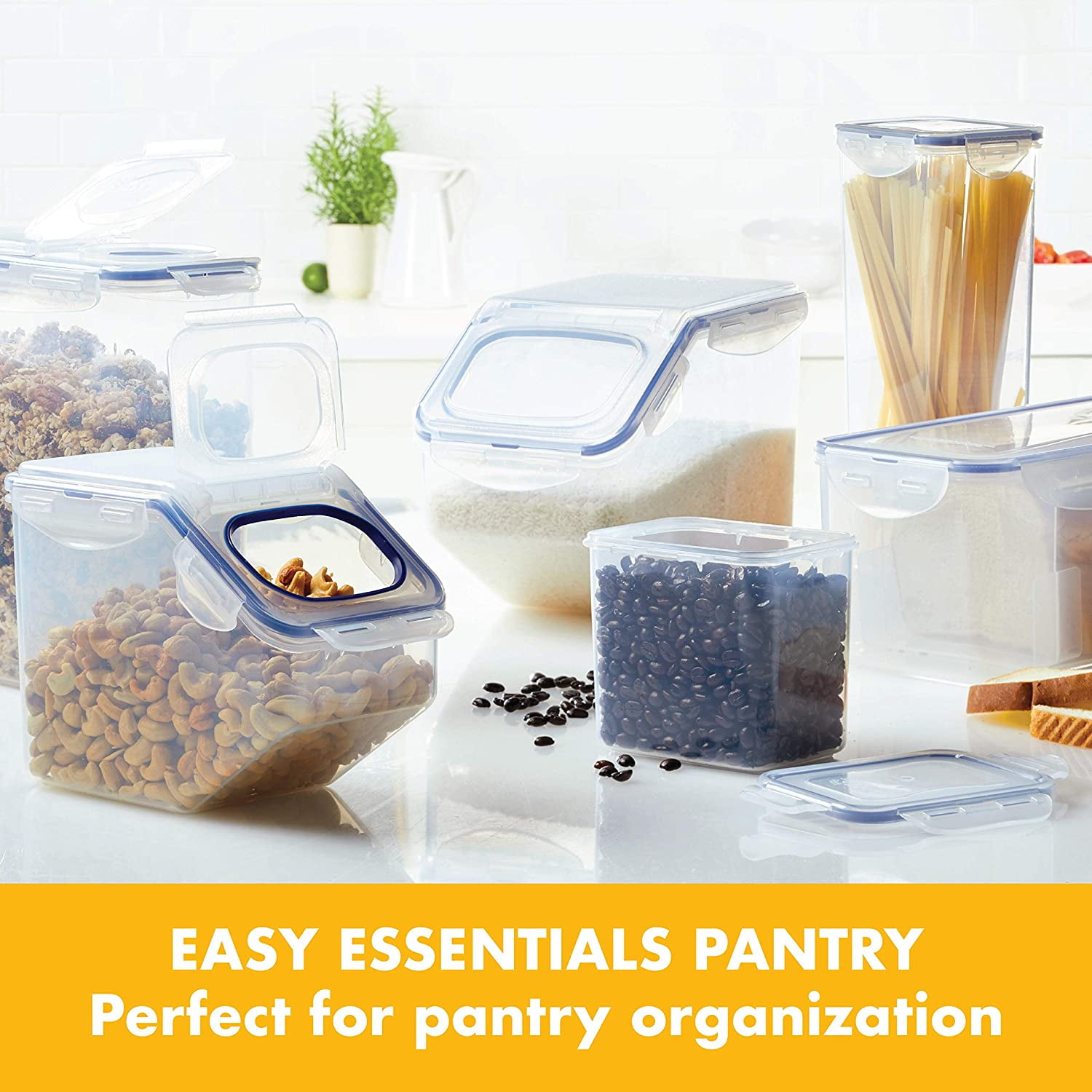 Lock Lock Hpl951 Easy Essentials Food Lids Flip Top Pantry Storage Airtight Containers Bpa Free Top 16 5 Cup For Cereal Clear Walmart Com Walmart Com