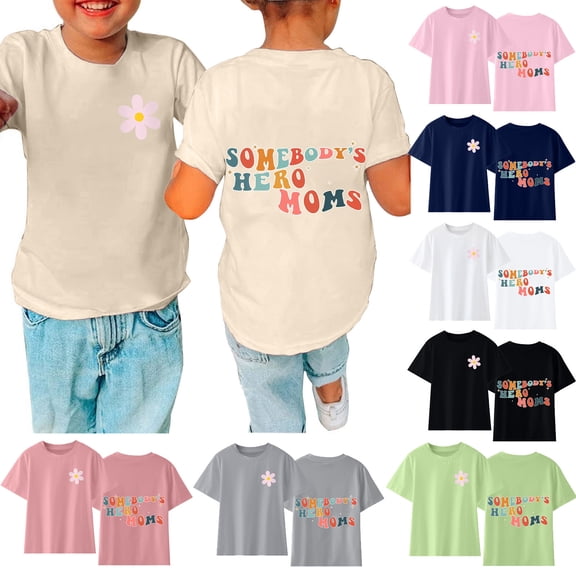 Kayannuo Girls Short Sleeve Clearance Graphic T Shirt for Boys Independence Day Toddler Baby Boys Girl Comfortable Solid Color Print Short Sleeve Cotton T-shirt Top 5-6 Years