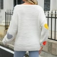 thumbnail image 4 of Lovskoo Sweaters for Women Comfortable Love Print Long Sleeve Round Neck Sweater Top White, 4 of 5