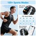 thumbnail image 6 of Smart Watch for Men Women, 1.85" Smartwatch with Bluetooth Call, Fitness Tracker, 100+ Sports Modes, IP68 Waterproof Smart Watch Compatible with Android iOS, Black, 6 of 7