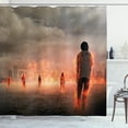 thumbnail image 1 of Ambesonne Zombie Shower Curtain, People in, 69"Wx84"L, Pearl Eggshell Vermilion, 1 of 3