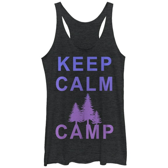 Women's CHIN UP Keep Calm Camp Racerback Tank Top Black Heather X Large