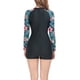 thumbnail image 3 of One Piece Swimsuit, Floral Print Stitching Long Sleeves Women Bathing Suits Skin Friendly Round Neck Elegant For Hot Springs ANGGREK Otros, 3 of 6