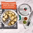 thumbnail image 4 of IMUSA 12Qt Aluminum Tamale Steamer Pot with Mexican Map Knob – Large Stock Pot with Steamer Insert, Green Handles & Glass Lid for Tamales, Seafood, Vegetables & Hispanic Recipes, 4 of 7