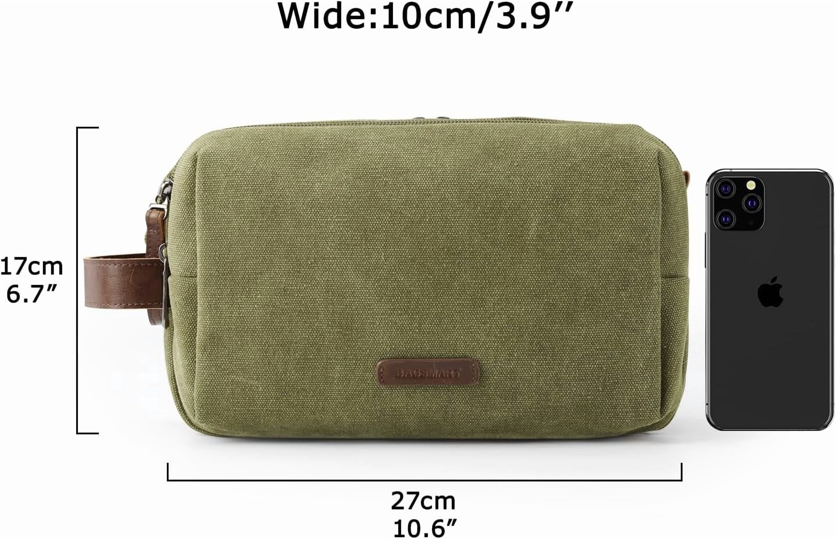 Toiletry Bag for Men, Canvas Travel Toiletry Organizer Dopp Kit Water-resistant Shaving Bag for Toiletries Accessories,Grey-Medium