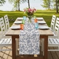thumbnail image 4 of Blue Floral 70 Inch Table Runner, Farmhouse Vintage Flower Leaf Botanical Farmhouse Dresser Scarf Cotton & Linen Tablerunner for Dining/Kitchen Island/Holiday Party Décor 13" x 70", 4 of 9
