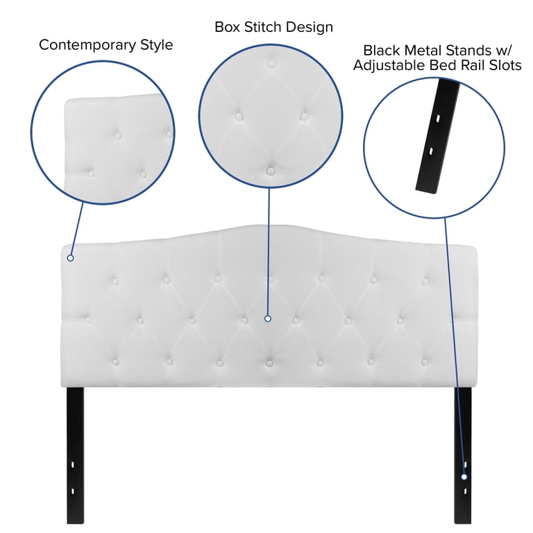 Emma + Oliver Tufted Queen Headboard, White Fabric photo 6
