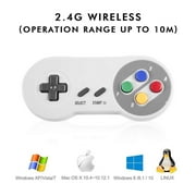 2.4 GHz Wireless Controller for SNES Classic Edition&NES Classic Edition,LUXMO Wireless SNES USB Classic Controller Gamepad for Windows Laptop PC Mac Raspberry PI System(2 Pack)
