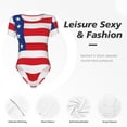 thumbnail image 4 of Pofeuu America Flags3 Print Short Sleeve Body Suits Women Round Neck Bodysuits for Women Onesie Adult Set Body Suit-, 4 of 7