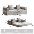 thumbnail image 3 of Convertible Sleeper Sofa Bed with Pillows, Chenille Folding Mattress Couch with Fixed-Shape Frame, Floor Sofa Bed Couch for Living Room Bedroom Lounge,Light Gray+Chenille, 3 of 12