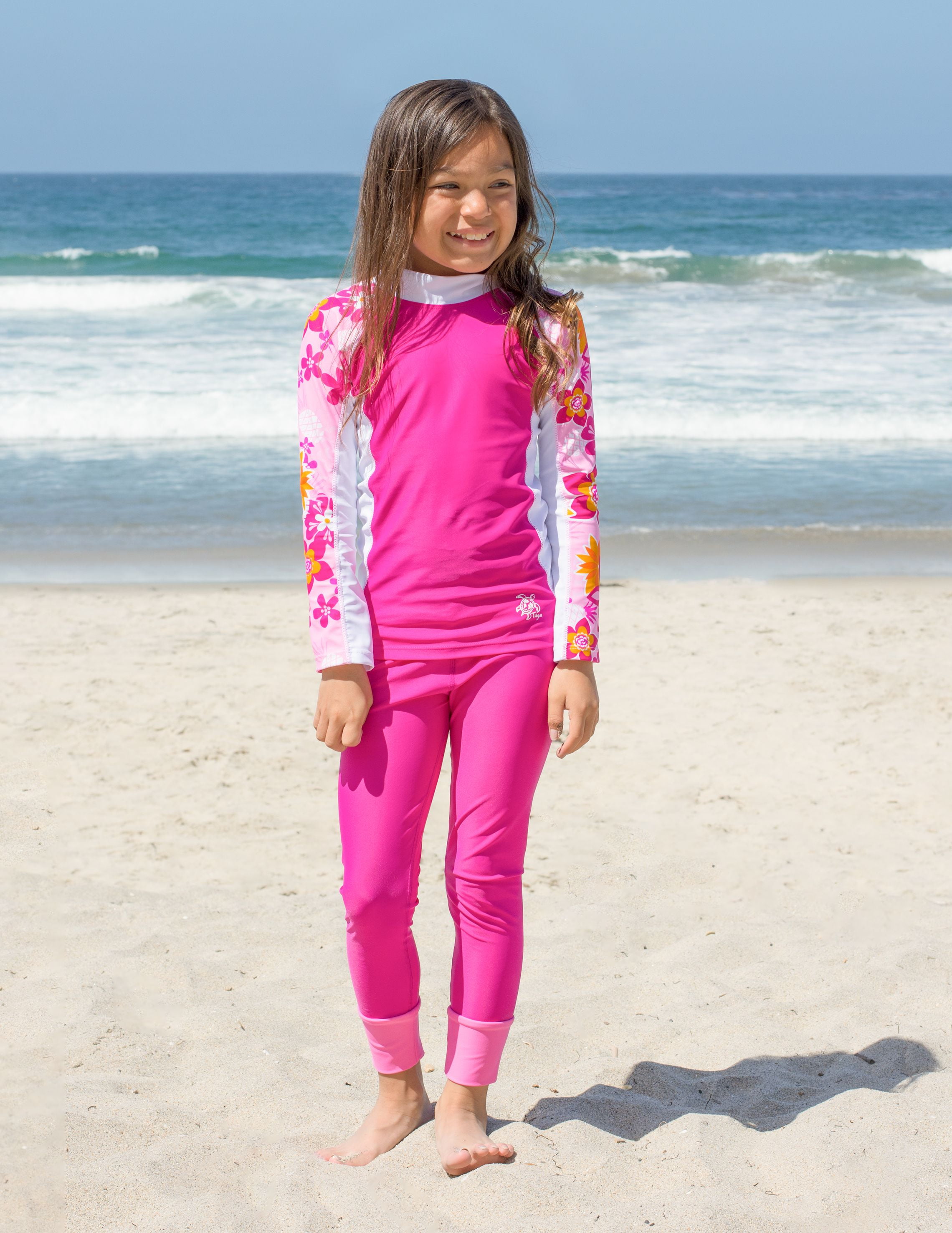 6//7 yrs Tuga Girls Shoreline L//S Rash Guard Taffy UPF 50+