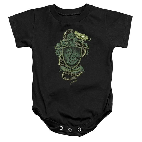 Harry Potter Slytherin Snake Crest Unisex Infant Snap Suit for Baby (18 Months) Black