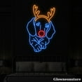thumbnail image 2 of Glowneon Dachshund Dog With Reindeer Neon Sign, Dachshund Dog Led Sign, Sausage Dog Wall Décor, 2 of 5