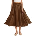 thumbnail image 3 of Dianli Gifts Flax A Line Skirt Ankle Skirt Women's Solid Color Elastic Waist Flax A Line Ankle Length Pull On Skirt Breathable Summer Casual Beachwear A Line Skirt, 3 of 9