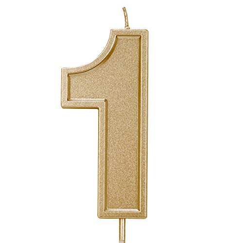 luter 3 94 inches oversized birthday candles gold glitter birthday cake candles number candles cake topper decoration for wedding party kids adults number 1 walmart com