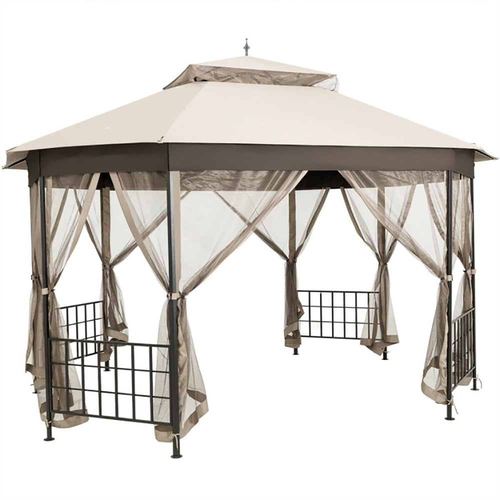 Aimee Lii 10' x 12' Octagonal Patio Gazebo, Backyard Canopy Gazebo, Beige Aimee Lii 10' x 12' Octagonal Patio Gazebo, Backyard Canopy Gazebo, Beige