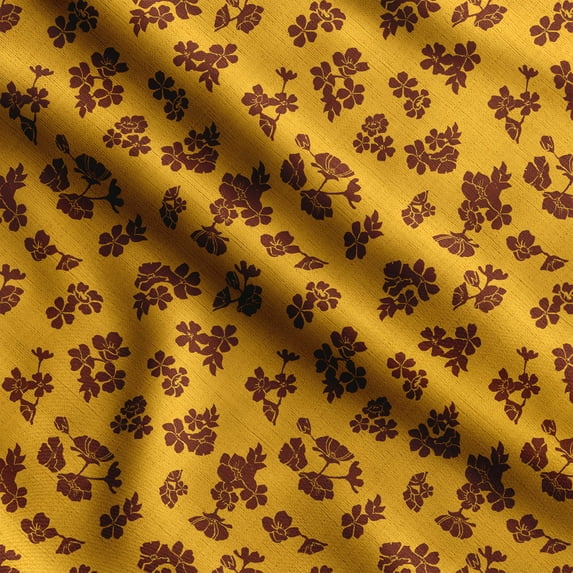 Soimoi Floral Print,Cotton Cambric, Quilting Fabric Sold by The Yard 42 Inch Wide, Medium Weight Cotton Fabric, SewingSupplies,Yellow