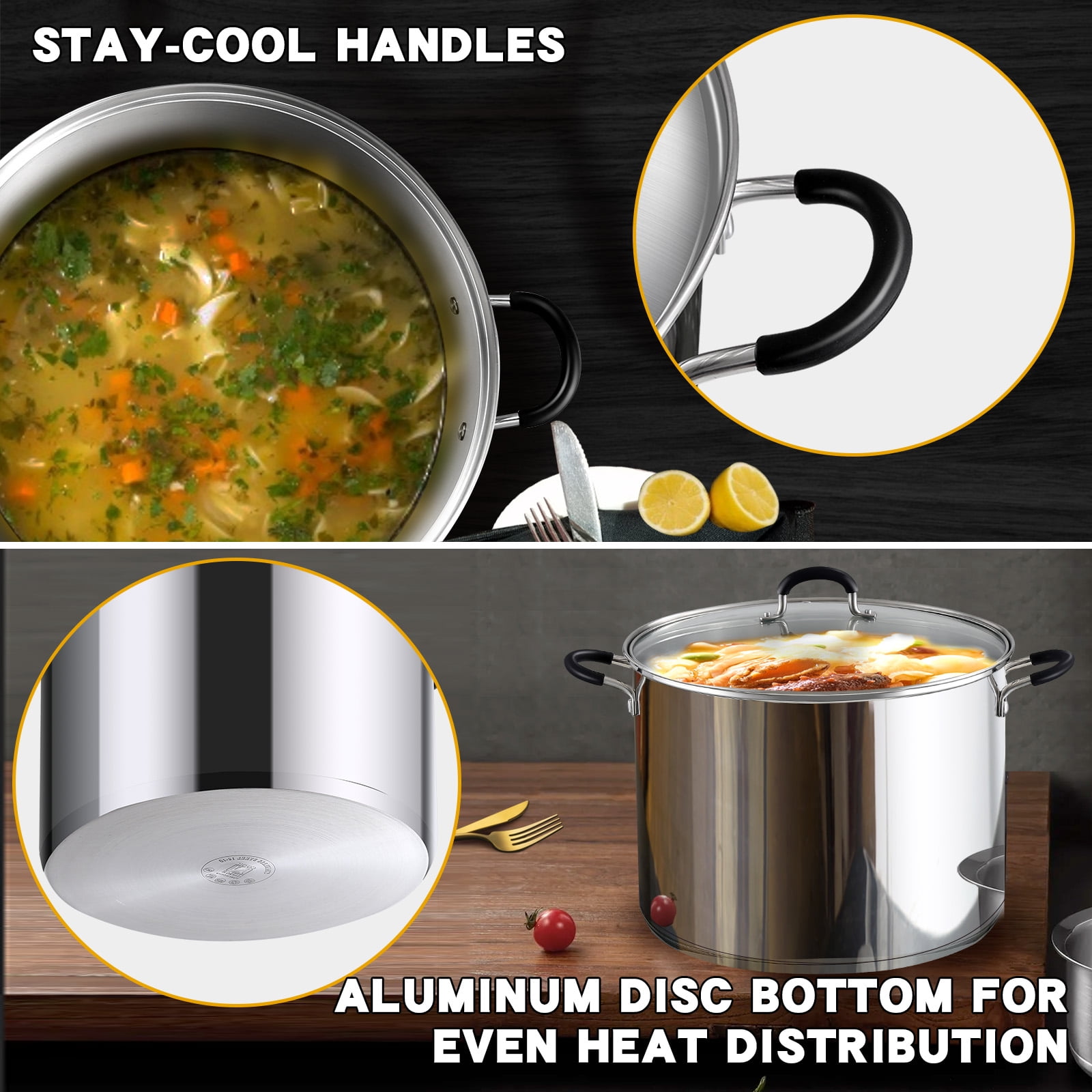 Cook N Home Stockpot Sauce Pot Induction Pot With Lid Professional Stainless Stee 12 Quart
