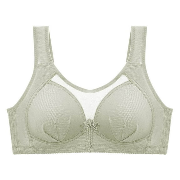 Ashirexll Women's Bras, Wireless Bras for Women, Plus Size Everyday Bras, Woman's E Cup Flower Embroidery Thin Style Ventilate Bra Steel Rim