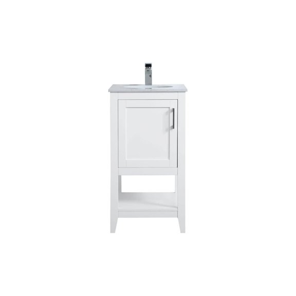 18 Inch Bathroom Vanity Set, Single Sink Vanity, Farmhouse Style, Compact White Vanity for Small Bathrooms