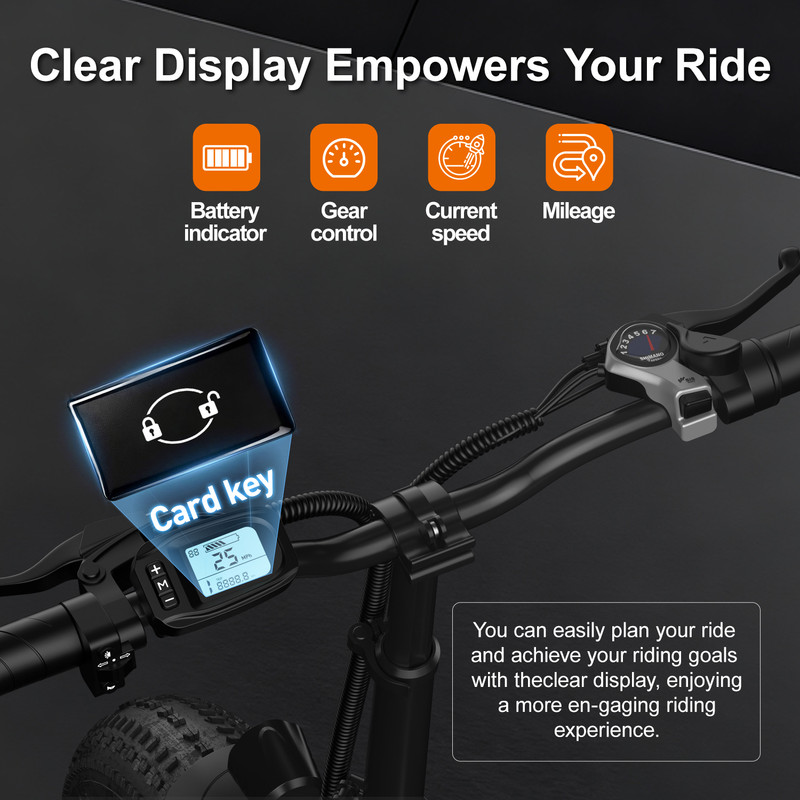 748W(Peak)Winter Electric Bike,48V 15AH Large Removable Battery E Bike,25 MPH,45 Miles Max Range,20" Fat Tire Electric Bike for Adults,Electric Bicycles for Beach Snow