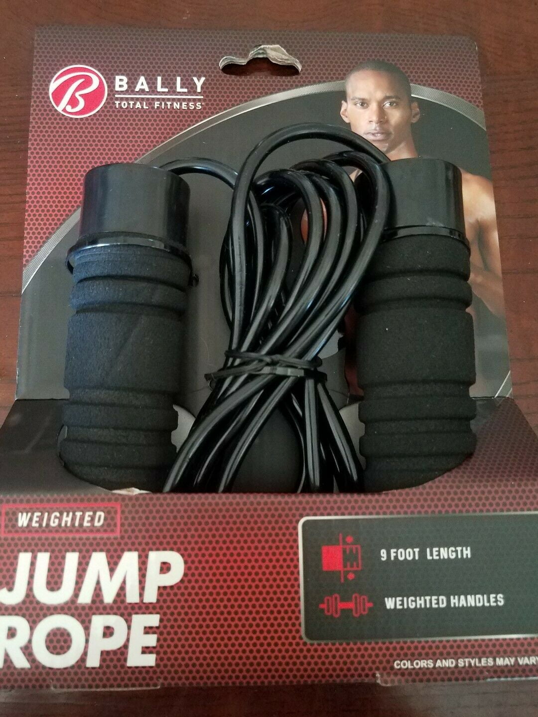 Bally Bally Total Fitness Weighted Jump Rope 9 Foot Length Adjustable Black 
