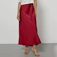 thumbnail image 2 of 2026 Summer Womens Skirts Silk Elegant High Waist Flowy Long Satin A-Line Maxi Skirt Cocktail Wedding Party Red L, 2 of 4
