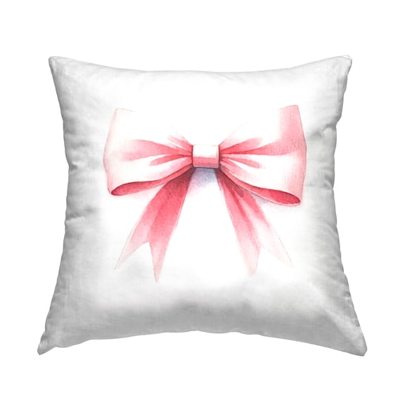 Stupell Industries Soft Fading Pink Bow Decorative Printed Throw Pillow Design by Amanda Greenwood.