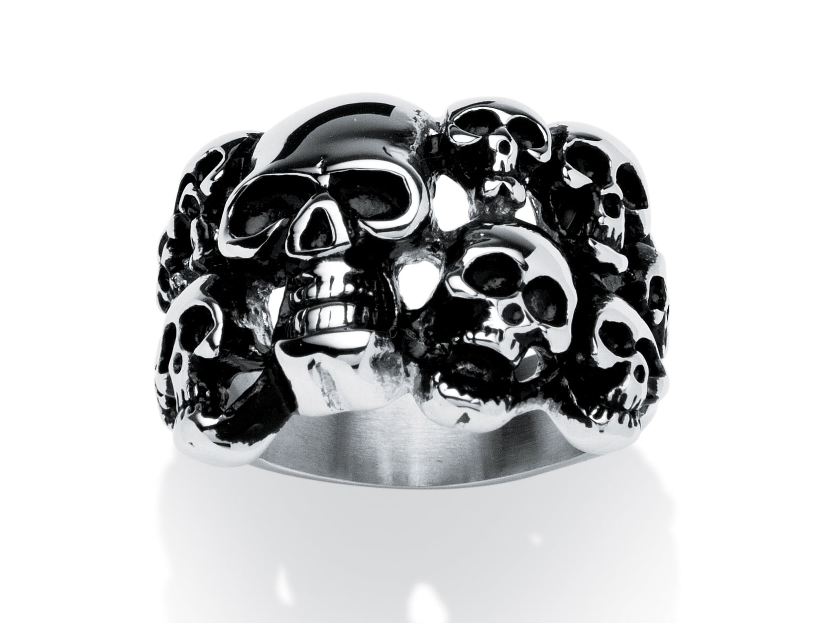 Men's Cluster Skull Ring in Antiqued Stainless Steel Sizes 9-16 ...