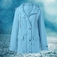 thumbnail image 4 of Womens Hoodie Rain Watertight Coat Solid Pockets Zipper Jacket Workout Outdoor Windproof Rain Jacket, 4 of 6