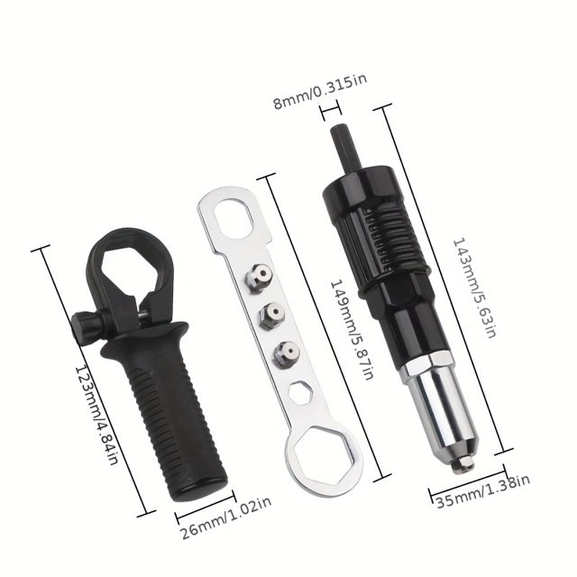 HLONK Outil de Rivet Électrique Pistolet à Rivets Adaptateur de Perceuse Sans Fil pour Insérer des Écrous Pistolet à Clous Multifonctionnel Rivetage Automatique zzz