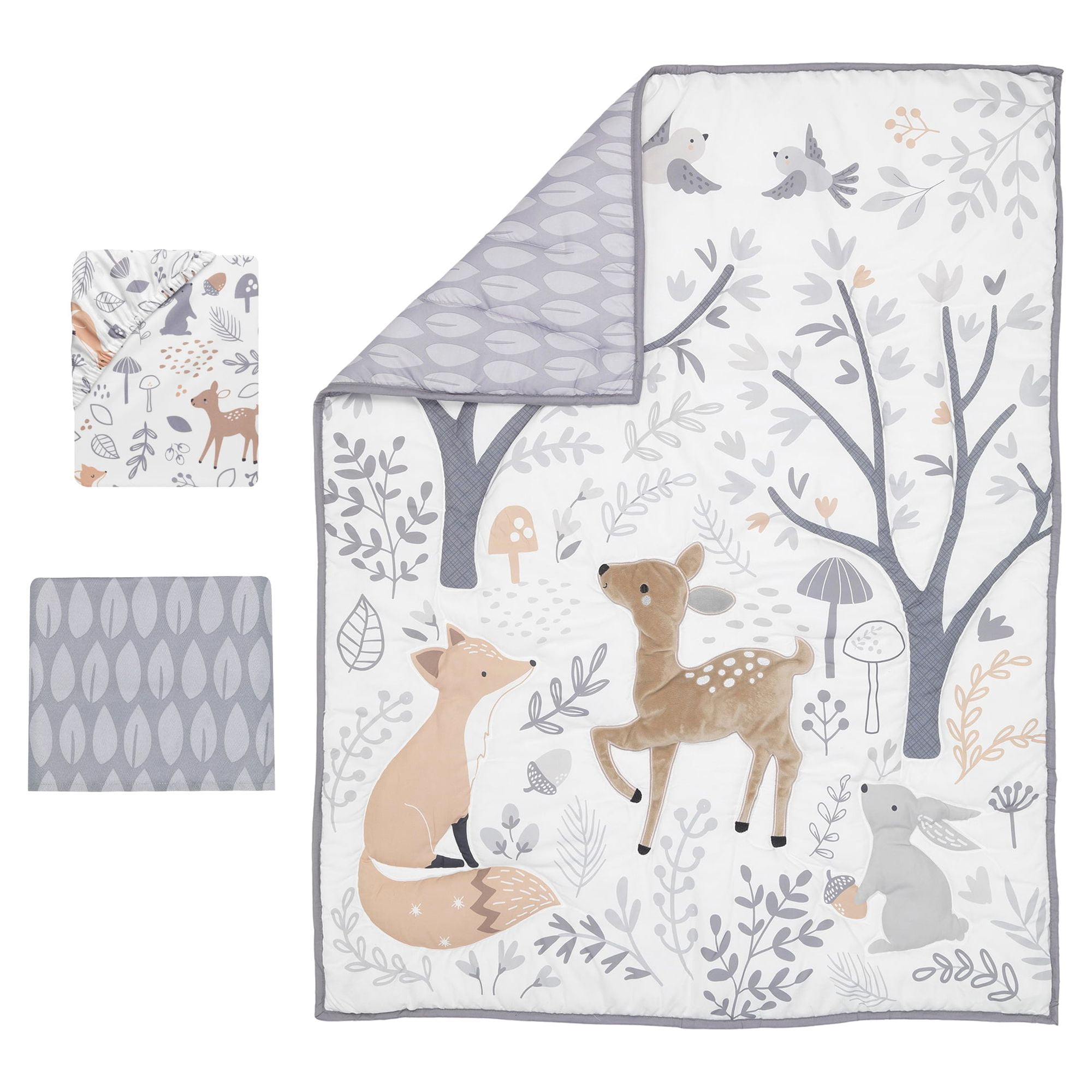 Bedtime Originals Deer Park 3-Piece Crib Bedding Set - Gray, Animals, Woodland