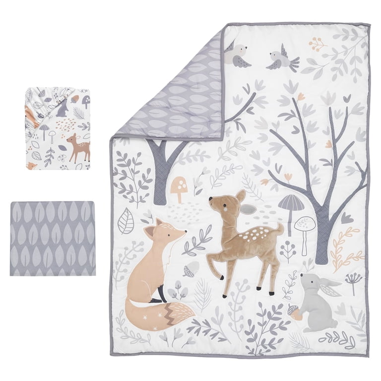 Deer Park 3-Piece Crib Bedding Set, Gray and Tan photo 8
