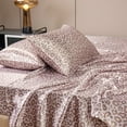 thumbnail image 6 of ANMINY Satin Sheets Silk Sheets King Pink Leopard Bed Sheet Set Deep Pocket Bed Flat Fitted Sheet, 4-Pieces, 6 of 7