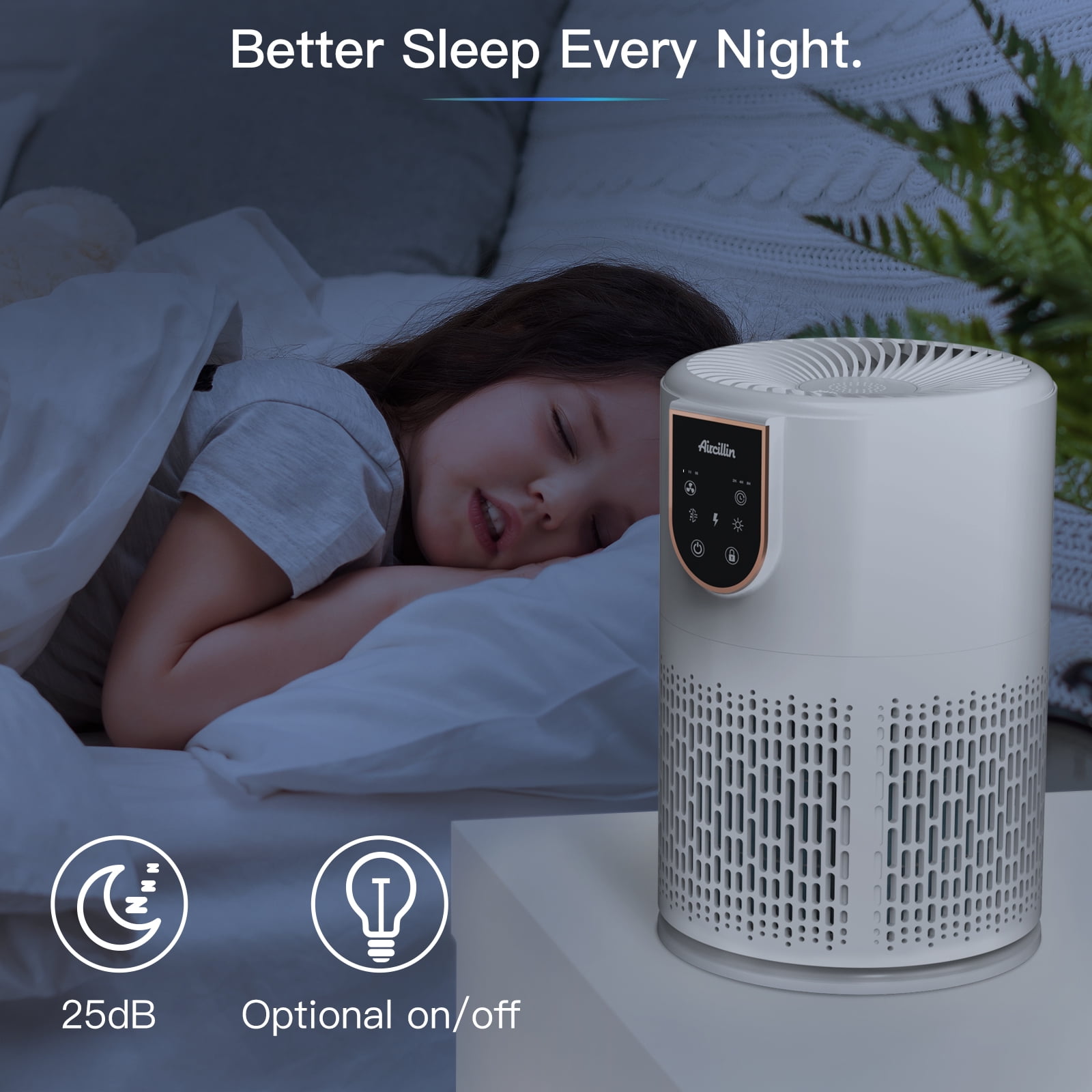 Aircillin AP0801 Air Purifier with Fragrance Sponge, HEPA H13 Filter, 398 Sq ft, White