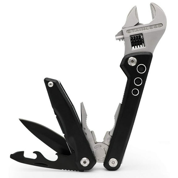 Adjustable Ratchet Wrench Multitool, 11-IN-1 Foldable EDC Tool with Pliers, Knife, Saw and Screwdriver, Multi Tool for Camping, DIY, and Gifts for Him