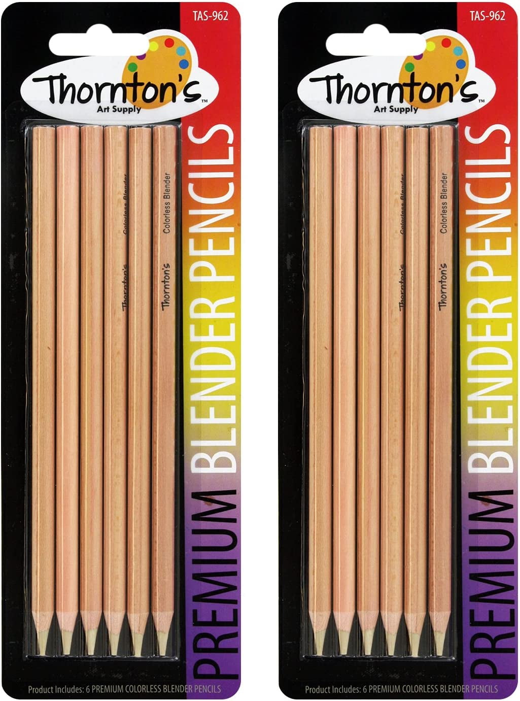 (5 pack) Thornton's Art Supply Premium Colorless Blender Pencil 12 Count Wax Based for Drawing Sketching Blending Shading Softening Artwork