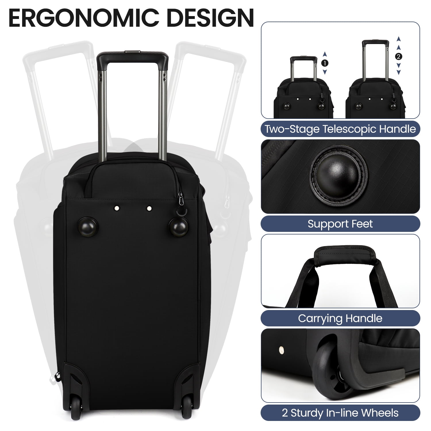 New York Xpress Convertible Rolling Garment Bag for Travel, with Wheels & Shoe Pouch, for Weekend & Business, Black, RG161
