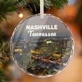 thumbnail image 3 of Nashville Tenessee TN USA State Ornaments Travel Keepsake Premium Crystal Glass Christmas Ornament, 3” Flat Round Beveled-Edge Disc (0.23” Thick) with Printed Image, Xmas Holiday Tree Gift, 3 of 4