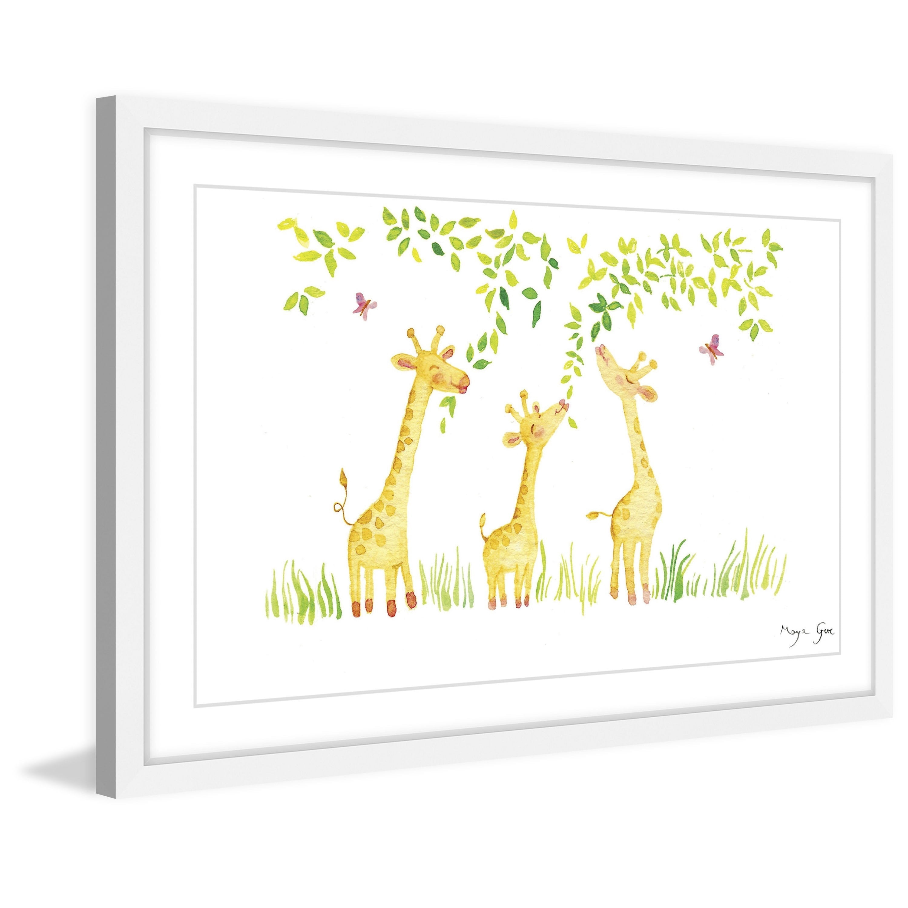 Marmont Hill "Three Giraffes" by Maya Gur Framed Painting Print