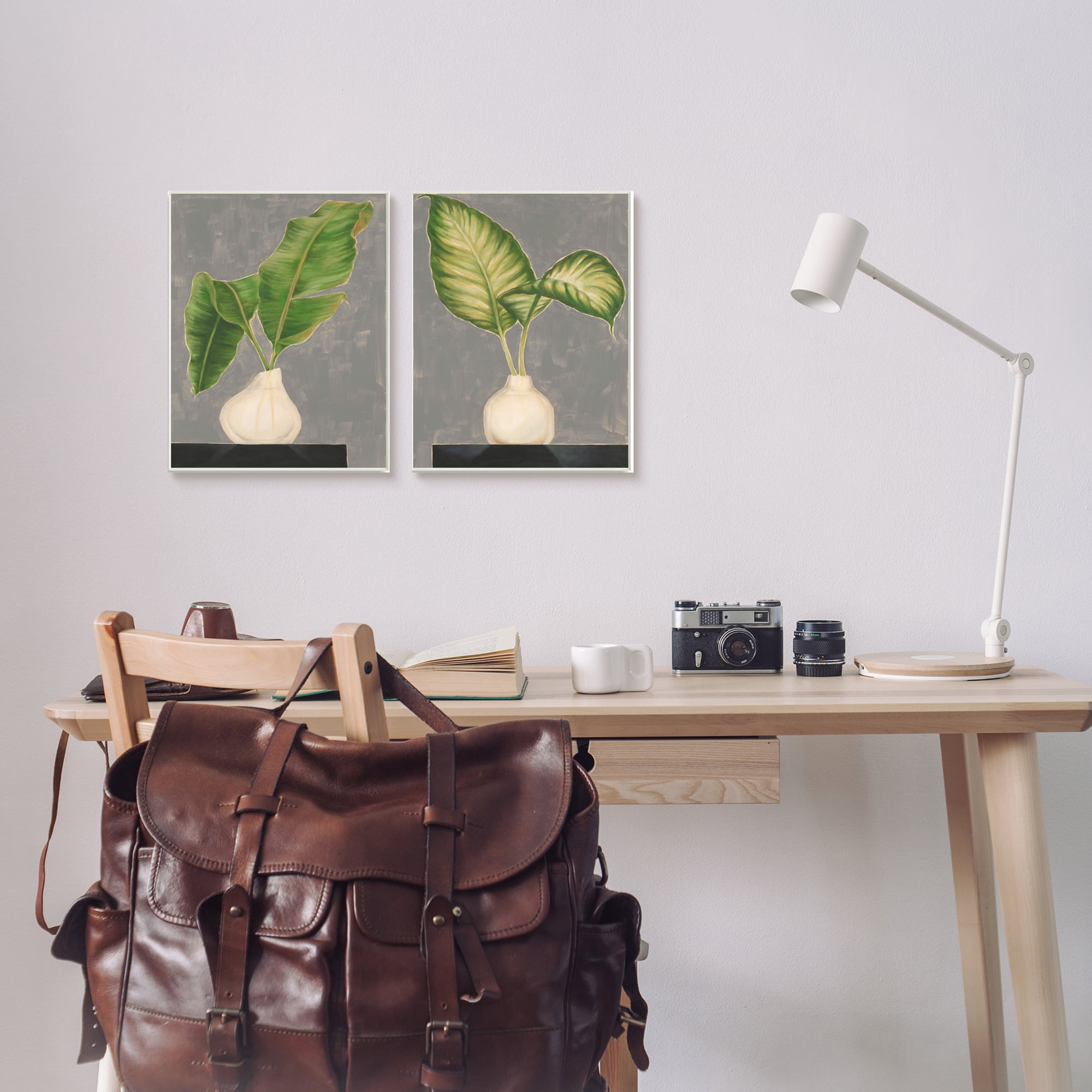 Stupell Indtries Large Palm Leaf Potted Plants Interior Still Life,10 x 15,Design by Jennifer Goldberger&nbsp;