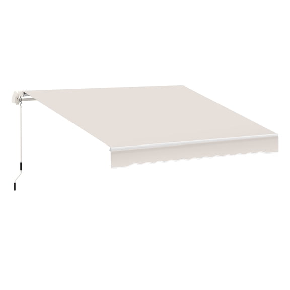 8' x 7' Patio Retractable Awning, Manual Exterior Sun Shade Deck Window Cover, Beige