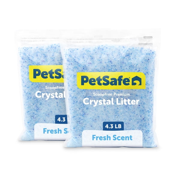 PetSafe ScoopFree Premium Crystal Cat Litter, Fresh Scent, Silica Crystals, 4.3 lb, 2-Pack, Blue